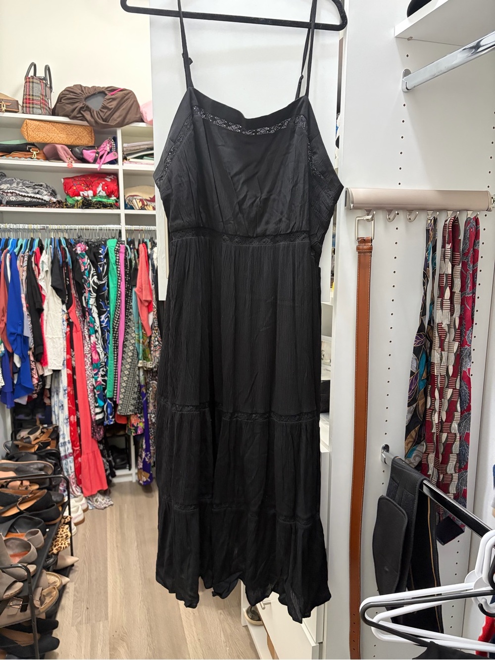 Wallflower Adele Tiered Sundress Spaghetti Strap Smocked Plus 2X Black NWT